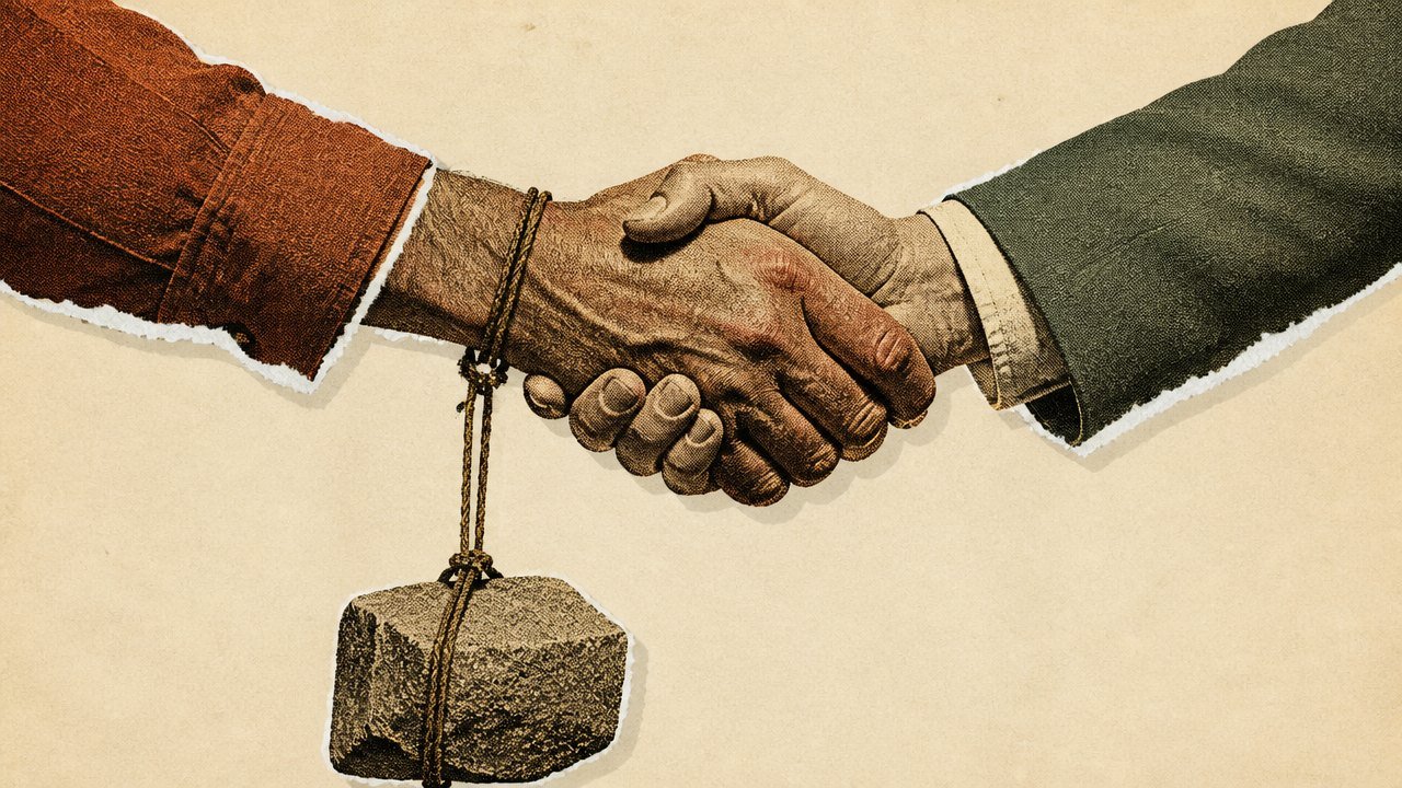blog-009_0 A firm handshake with a heavy stone hanging from one wrist